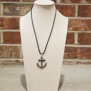 Leather Snake Anchor Necklace